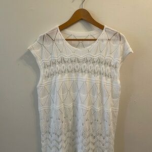 White Crochet Knit Tunic Top